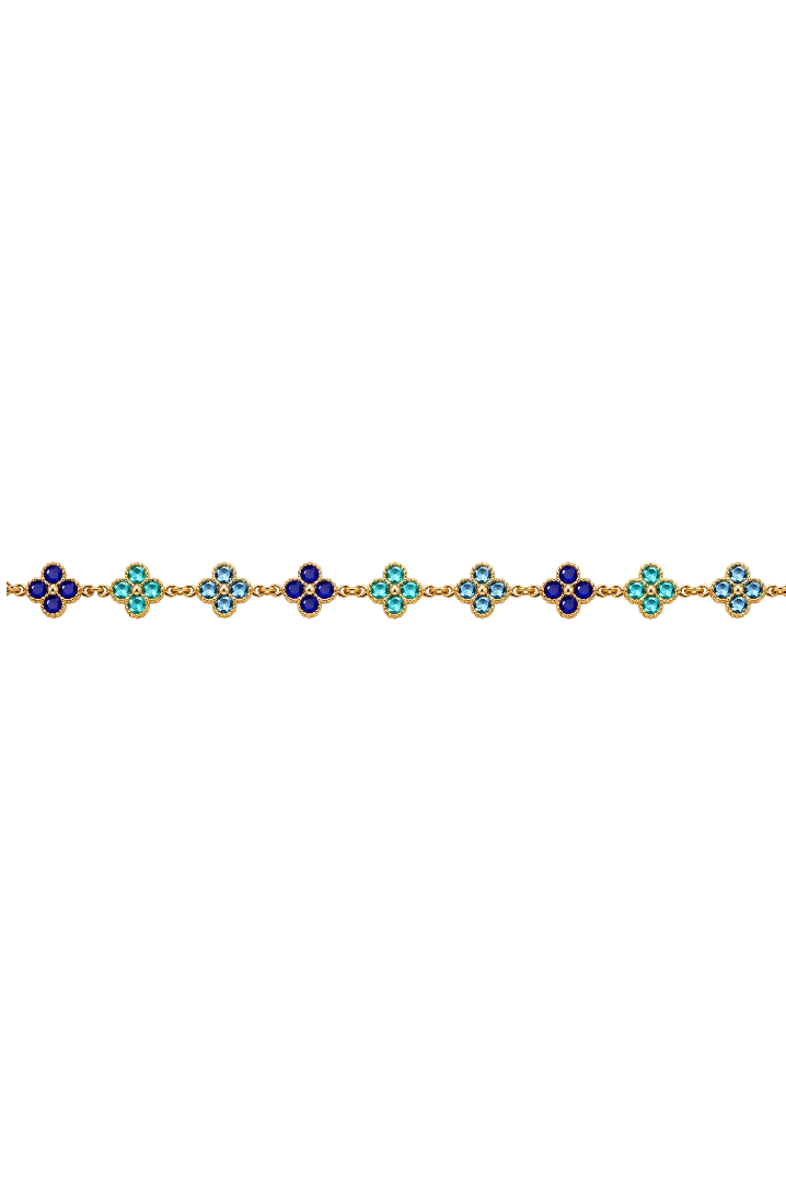 Bracelet CLOVER AZUR — détail des trèfles bleu profond, LOUSYĀ