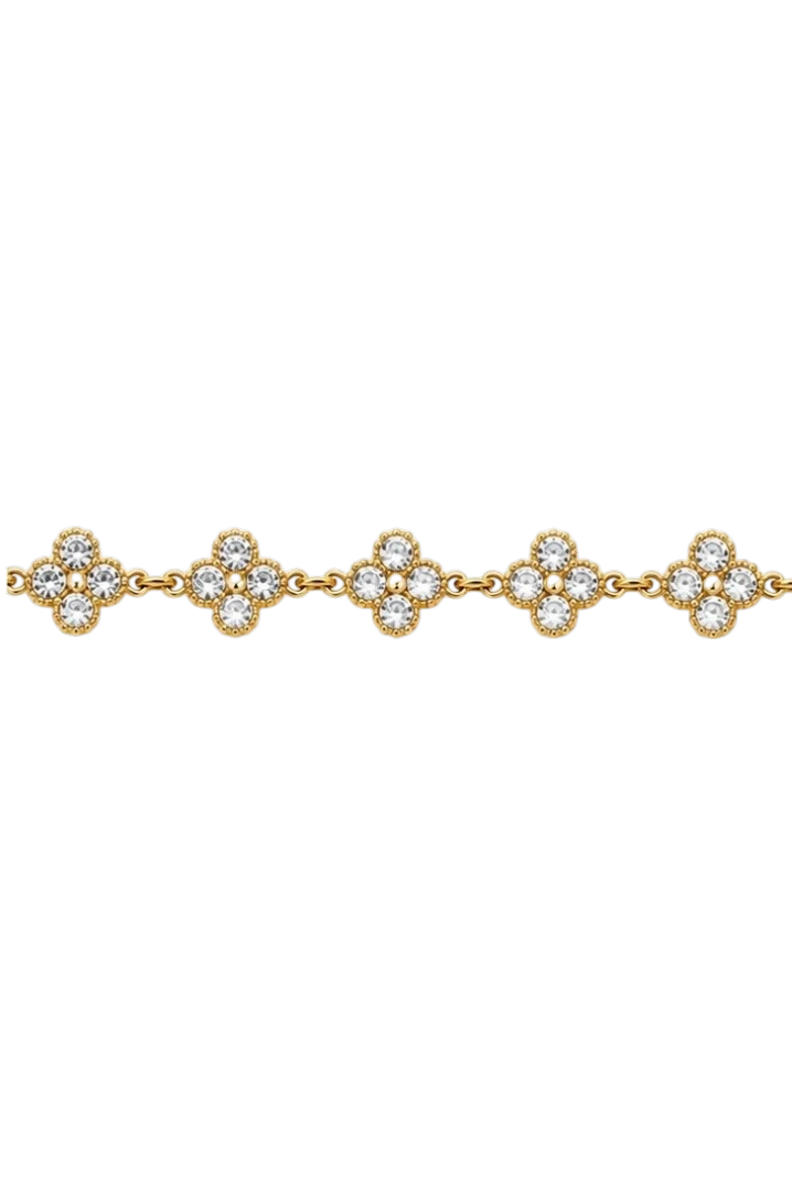 Bracelet CLOVER LUMIÈRE — détail de l'alternance blanc et or, LOUSYĀ