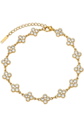 Bracelet CLOVER LUMIÈRE — trèfles blanc et or, acier doré or 18K, LOUSYĀ