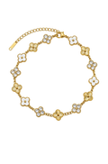 Bracelet CLOVER PURE — trèfles blanc nacré et acier doré or 18K, LOUSYĀ