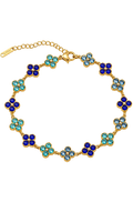 Bracelet CLOVER AZUR — trèfles bleus et acier doré or 18K, LOUSYĀ