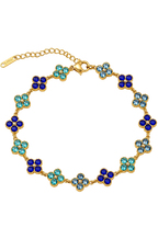Bracelet CLOVER AZUR — trèfles bleus et acier doré or 18K, LOUSYĀ