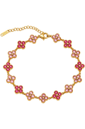 Bracelet CLOVER ROSÉ — trèfles rose poudré et acier doré or 18K, LOUSYĀ